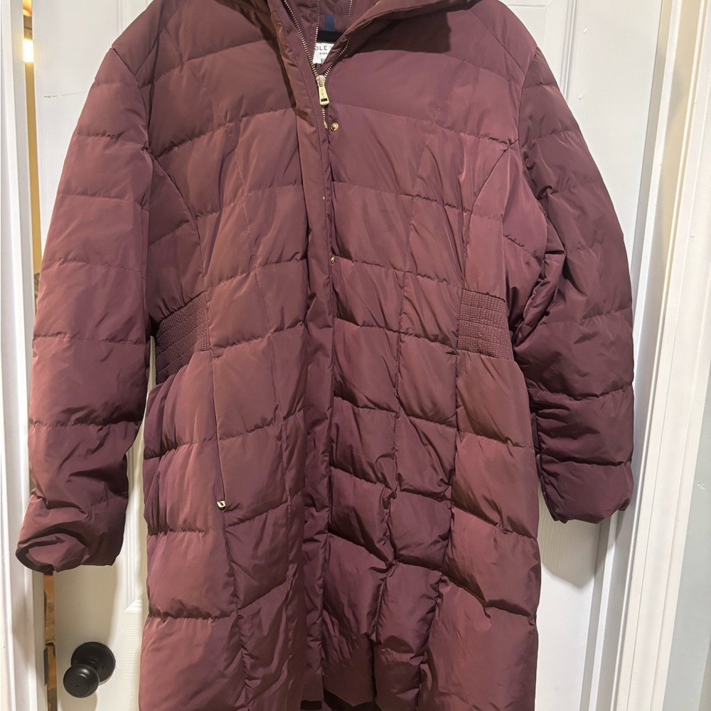 Plum Quilted Cole Haan Puffer Coat